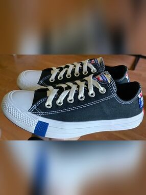 Unisex 5 Men's/7 Women's CONVERSE CTAS LOGO STACKED Black Low Top Shoes